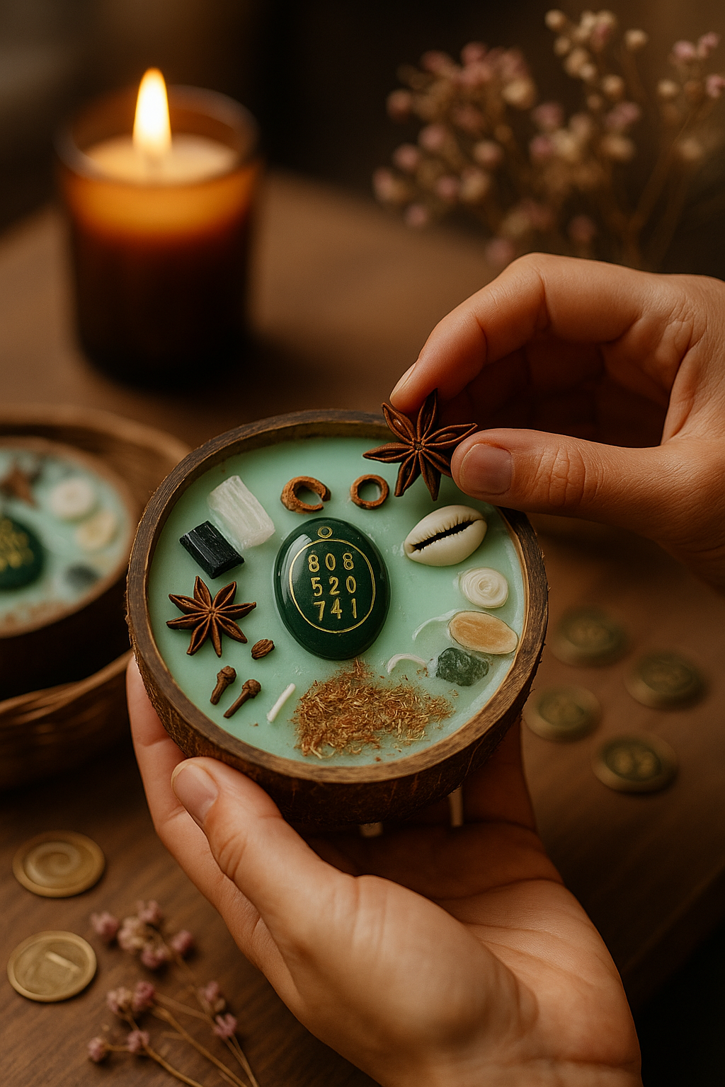 Money Attraction Candle – Prosperity & Abundance Crystal Candle