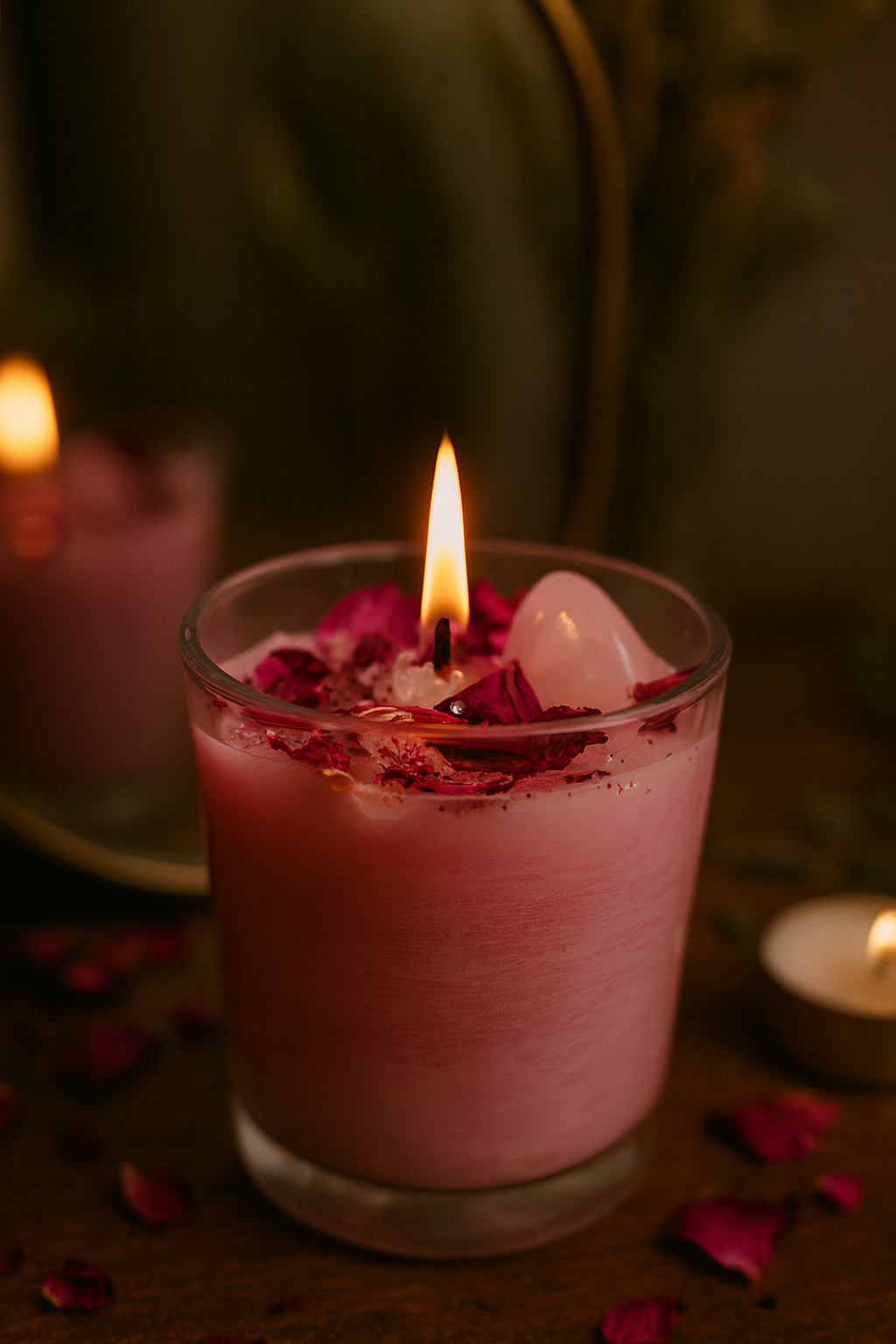 Rose Quartz Love Candle – Love & Relationship Crystal Candle