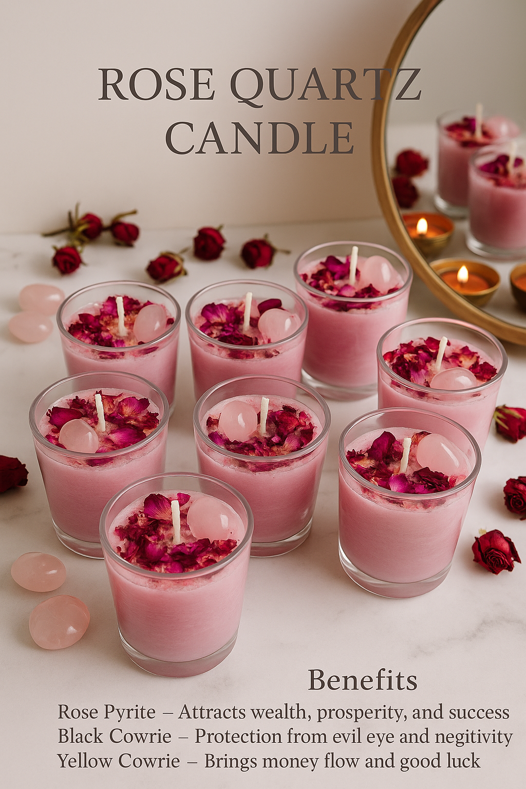 Rose Quartz Love Candle – Love & Relationship Crystal Candle