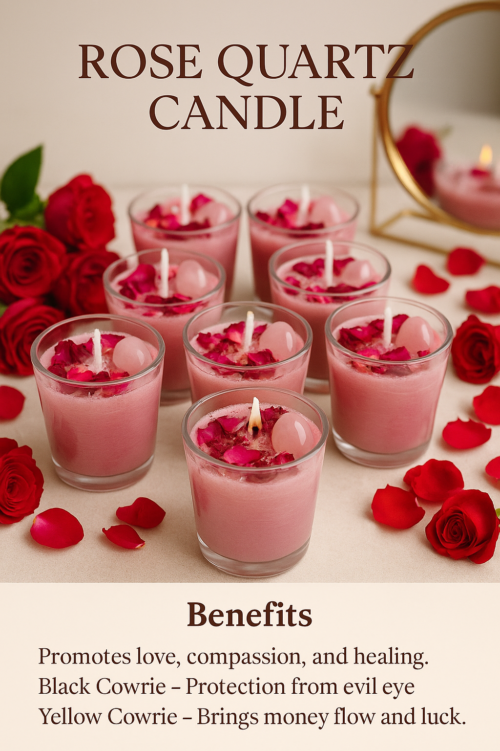 Rose Quartz Love Candle – Love & Relationship Crystal Candle