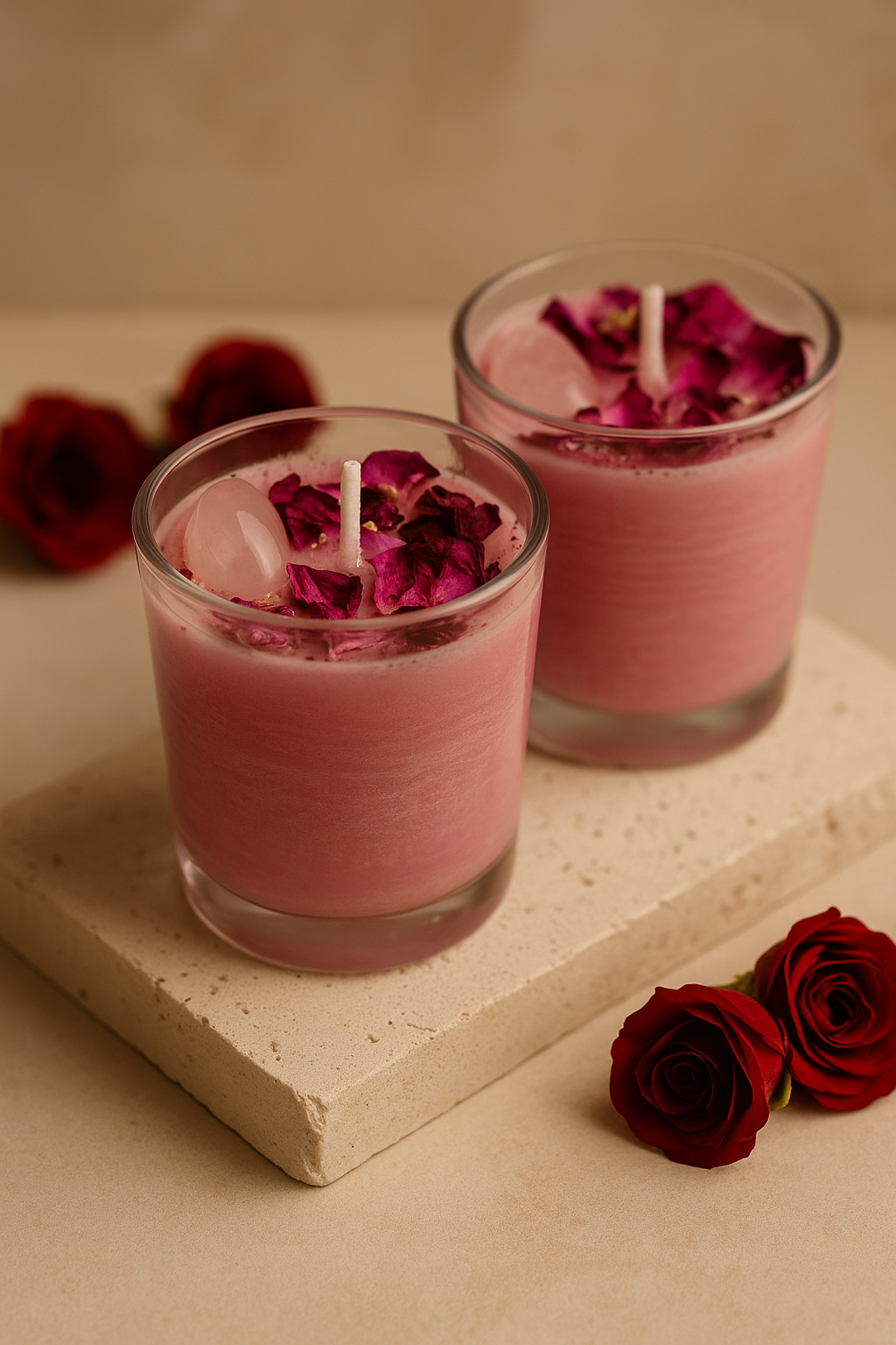 Rose Quartz Love Candle – Love & Relationship Crystal Candle