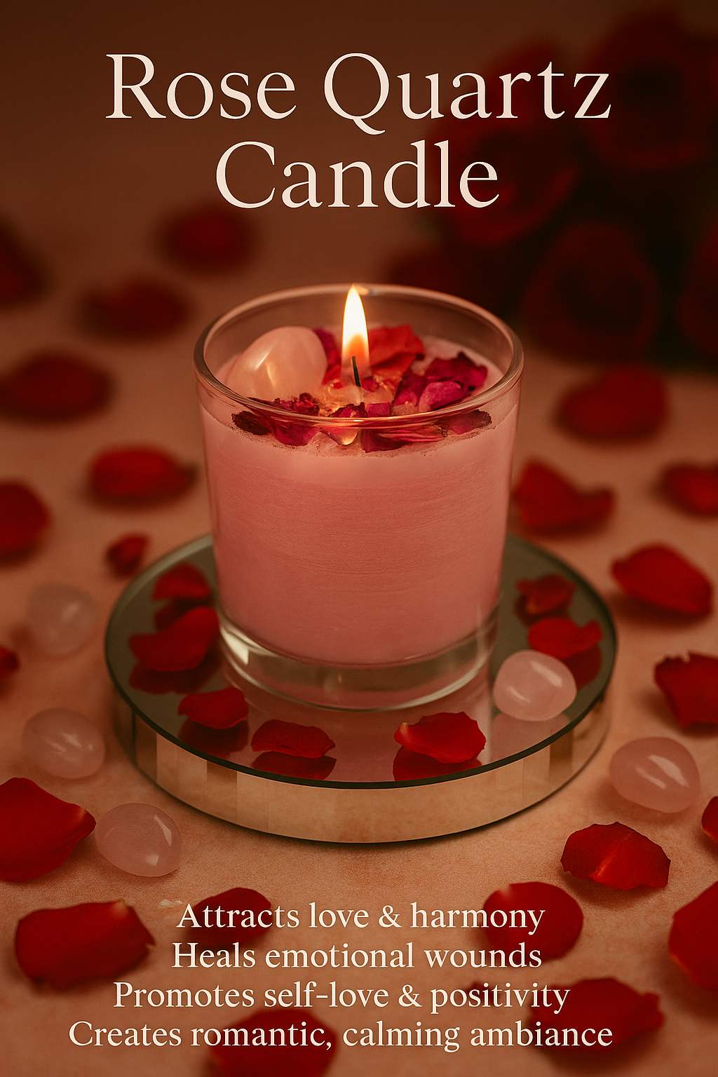 Rose Quartz Love Candle – Love & Relationship Crystal Candle