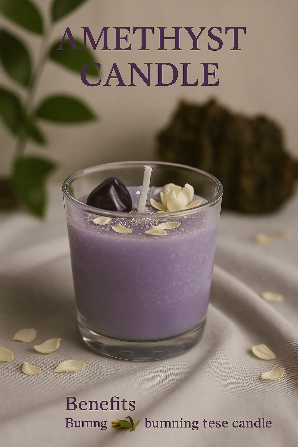 Amethyst Crystal Candle – Healing Amethyst Tumble Candle
