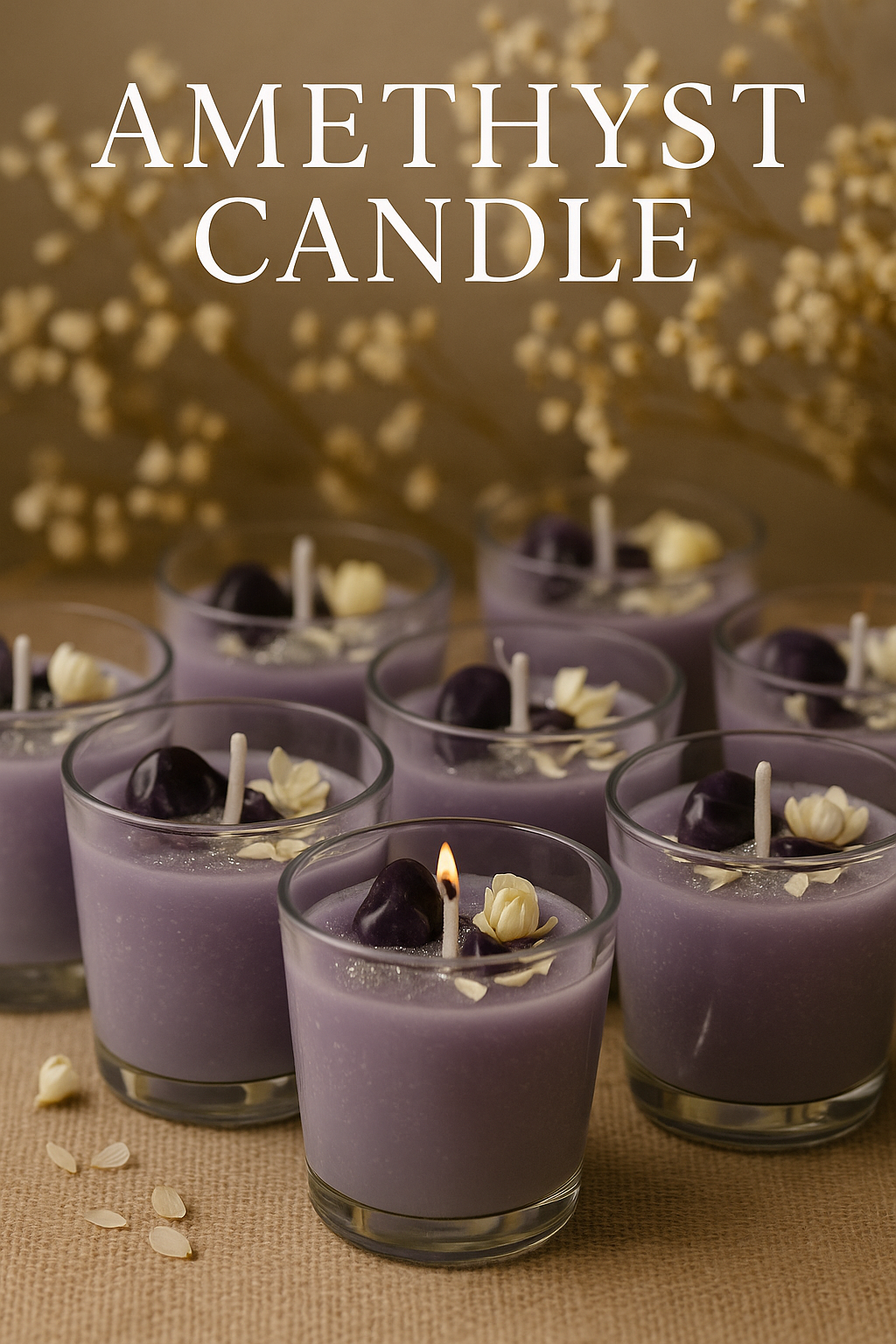 Amethyst Crystal Candle – Healing Amethyst Tumble Candle