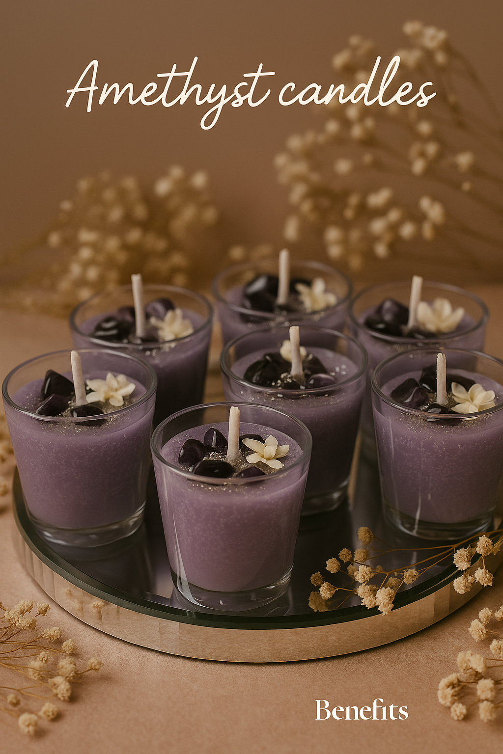 Amethyst Crystal Candle – Healing Amethyst Tumble Candle
