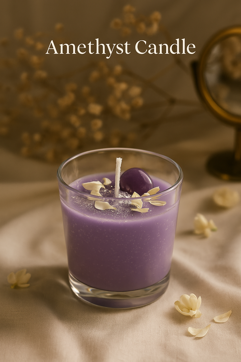 Amethyst Crystal Candle – Healing Amethyst Tumble Candle