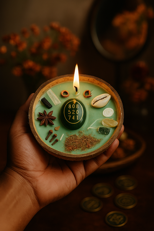 Money Attraction Candle – Prosperity & Abundance Crystal Candle