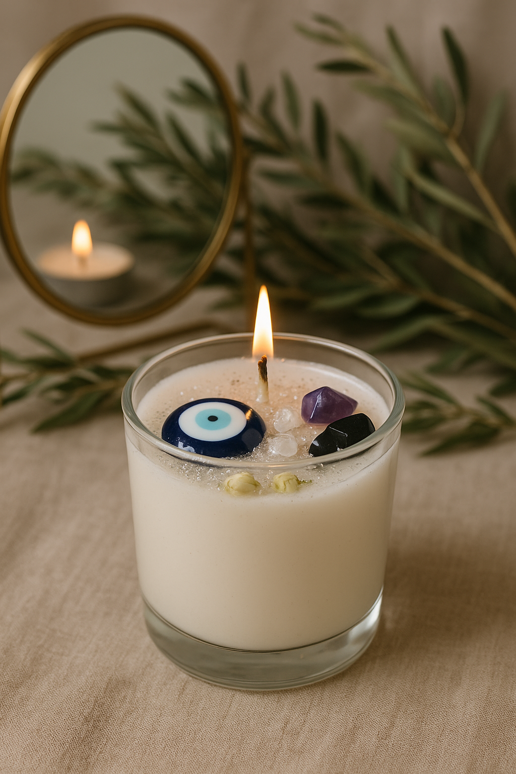 Evil Eye Protection Candle – Crystal Protection & Warding Candle