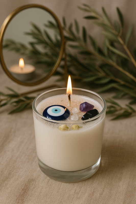 Evil Eye Protection Candle – Crystal Protection & Warding Candle