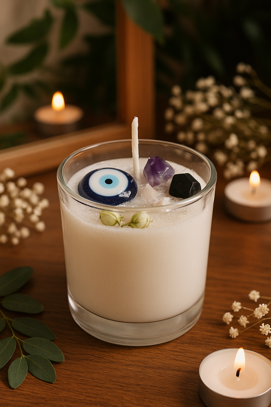 Evil Eye Protection Candle – Crystal Protection & Warding Candle
