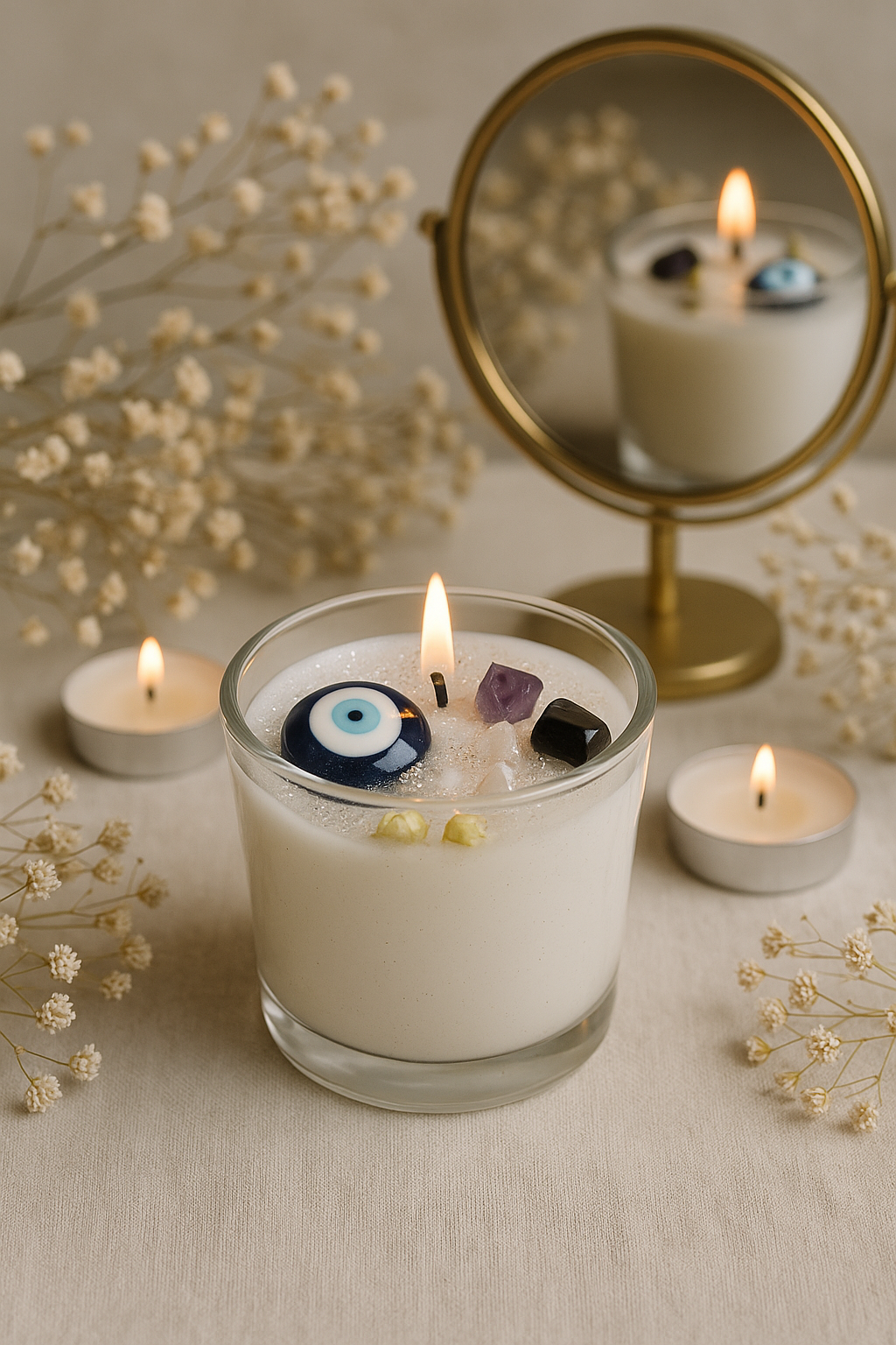 Evil Eye Protection Candle – Crystal Protection & Warding Candle