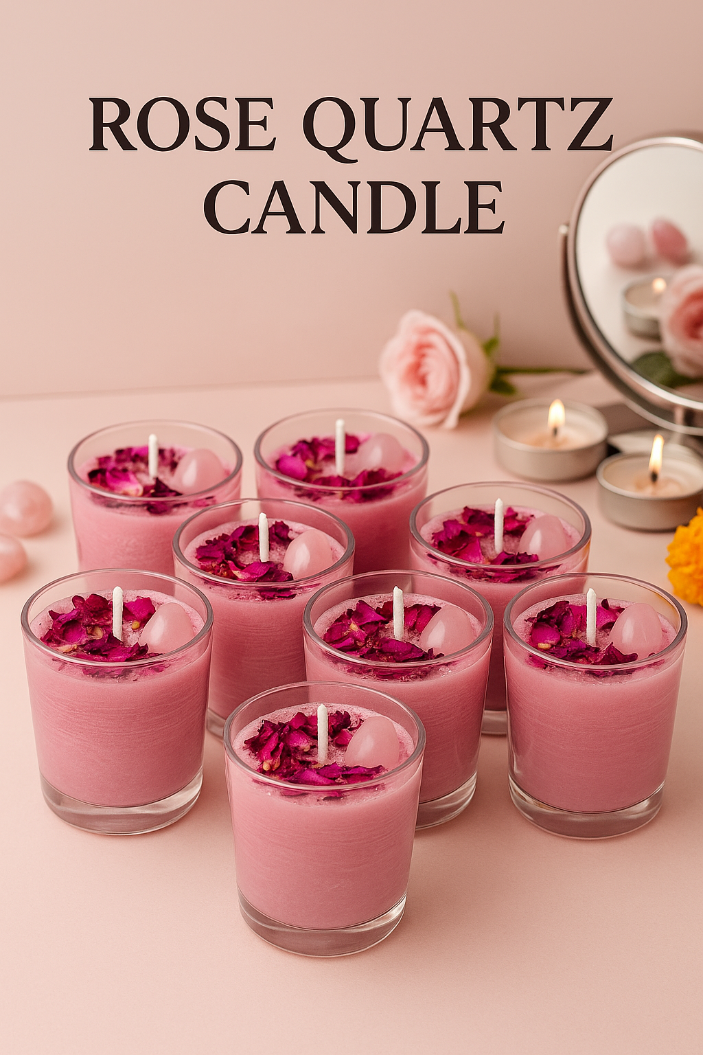 Rose Quartz Love Candle – Love & Relationship Crystal Candle