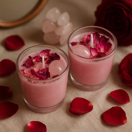 Rose Quartz Love Candle – Love & Relationship Crystal Candle