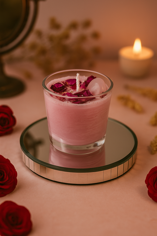 Rose Quartz Love Candle – Love & Relationship Crystal Candle