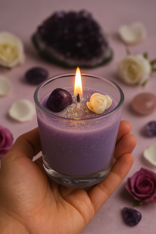 Amethyst Crystal Candle – Healing Amethyst Tumble Candle