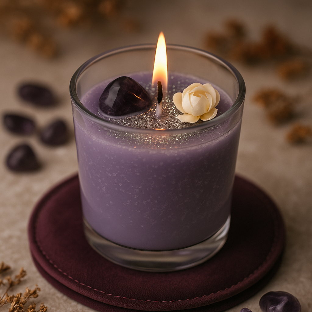 Amethyst Crystal Candle – Healing Amethyst Tumble Candle