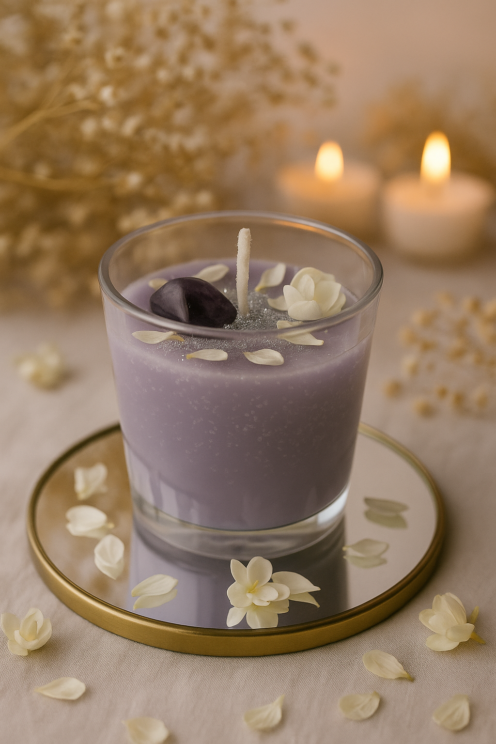 Amethyst Crystal Candle – Healing Amethyst Tumble Candle