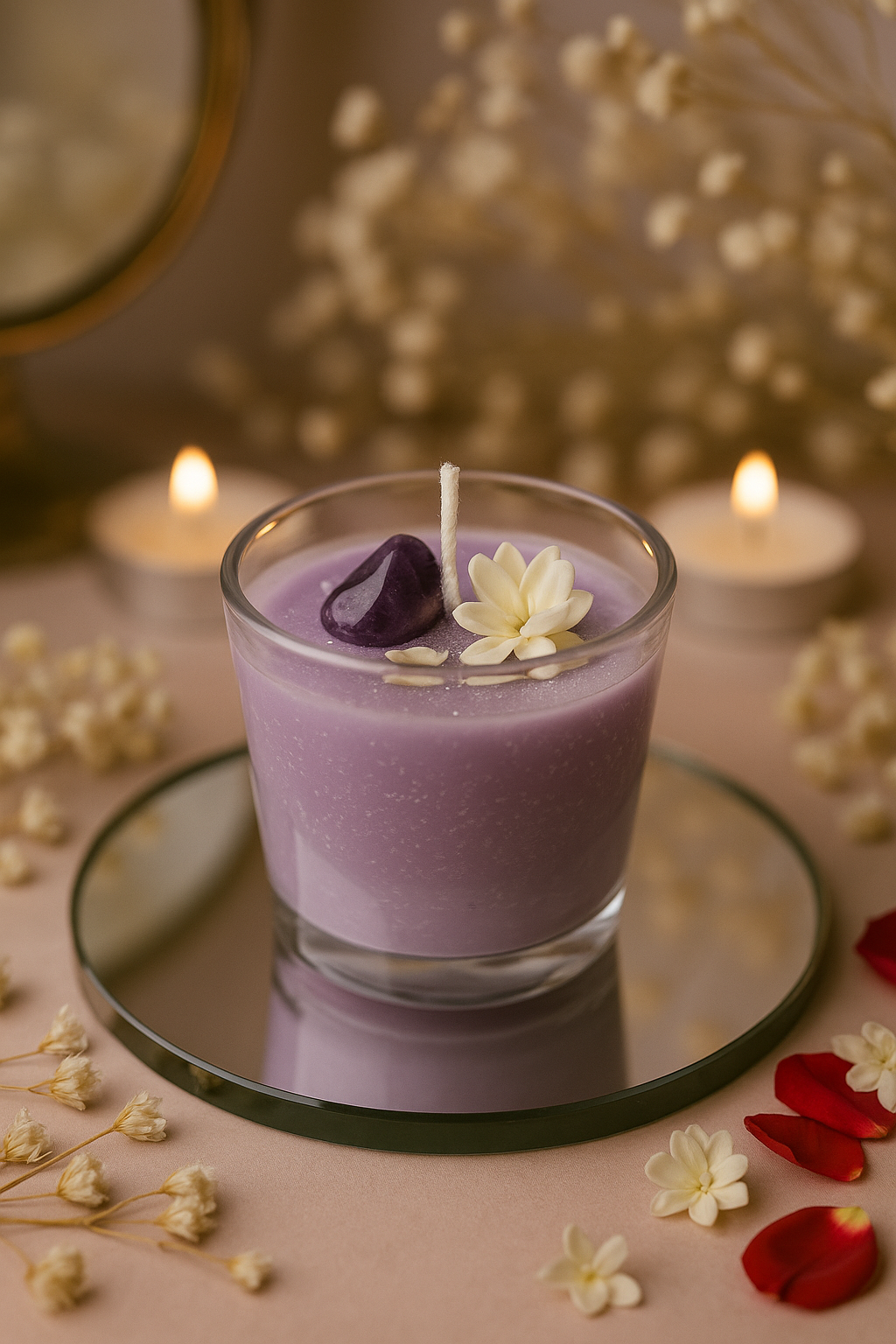 Amethyst Crystal Candle – Healing Amethyst Tumble Candle