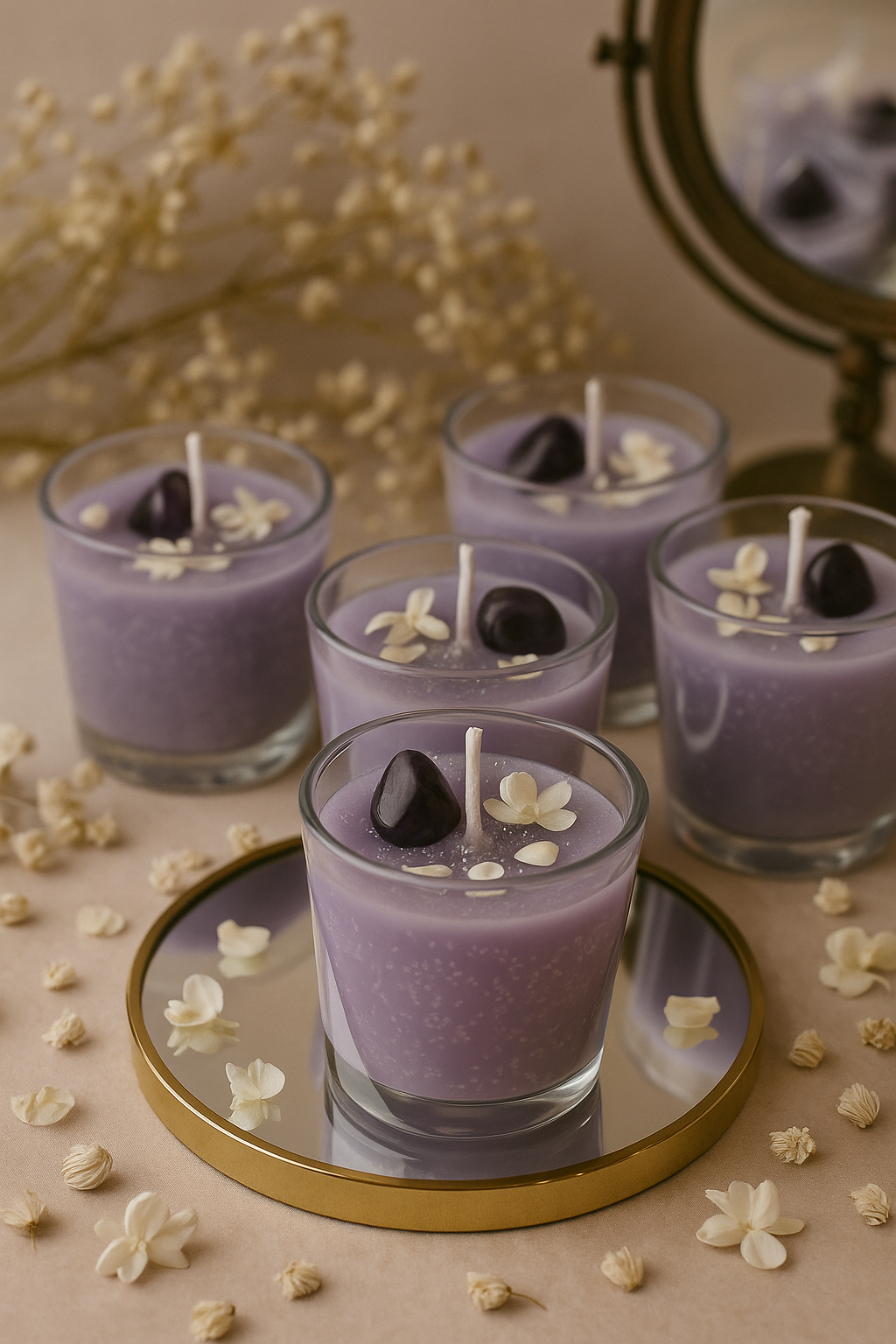 Amethyst Crystal Candle – Healing Amethyst Tumble Candle
