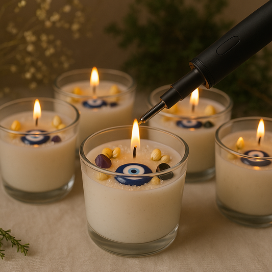 Evil Eye Candles with Crystals – Protection, Healing & Positive Energy Jar Candle